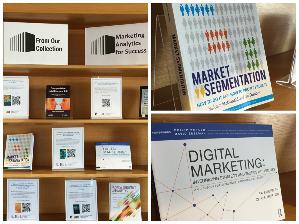 Image of Books and Resources in the Bronfman Library's Marketing Analytics display