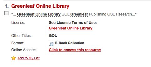 GOL database library catalogue record