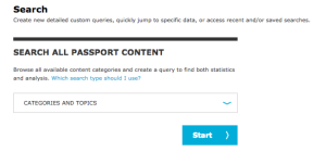 Screenshot of accessing the categories and topics option in Passport