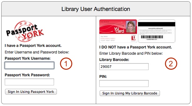 Library user authentication form