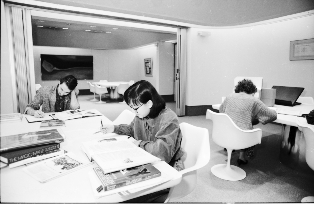 Archives-Special-Collections-Patrons Examining Materials-Black and White photo